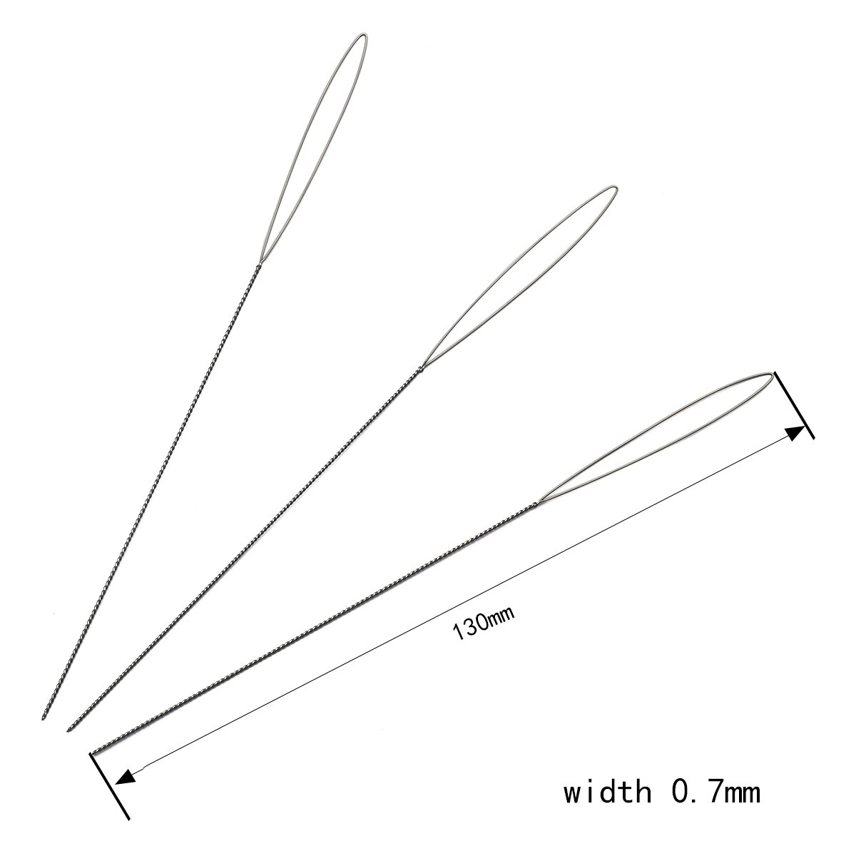 Agujas de acero inoxidable de 8-14cm de longitud para abalorios, alfileres de cuerda de hilo fácil, accesorios de joyería DIY: thickness 0.7mm / 2Pcs