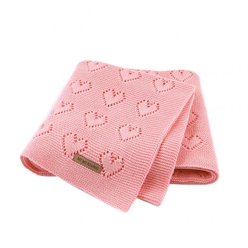 100x80cm Newborn Baby Blankets Summer love knitted Solid Color Baby Bedding Quilt Swaddle Sleeping Wrap Cover Blanket: Roze