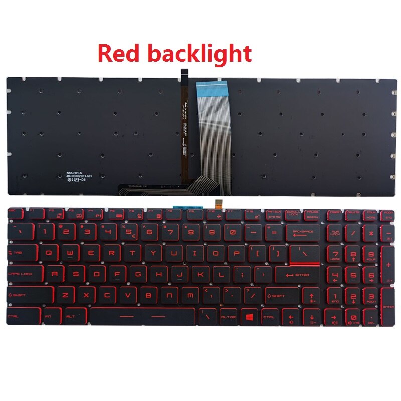 US laptop keyboard For MSI GS63 GS63VR MS-16K2 GS63VR 6RF GS63VR 7RF US keyboard: Red backlight