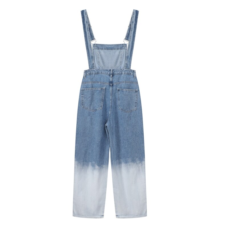 Overall Voor Dames Zomer Herfst Lange Mouw Hals Denim Slanke