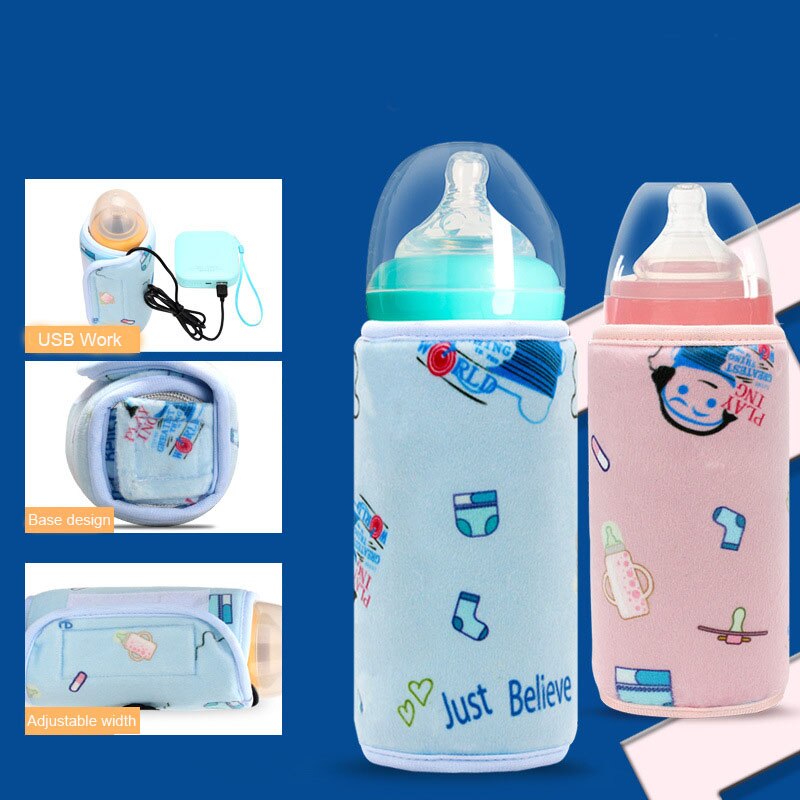 USB Milk Water Warmer Baby Bottle Travel Portable Car Outdoor Infant Feeding Bottle Heated Cover Insulation Thermostat Heater