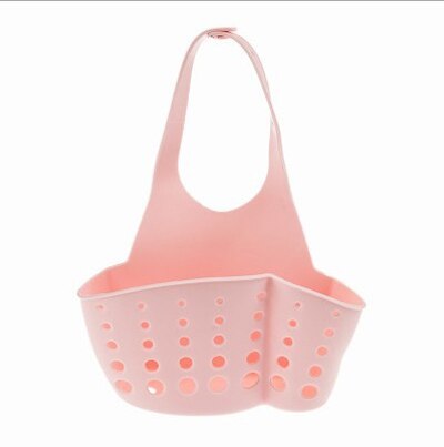 Cesta de almacenamiento colgante para fregadero, bolsa escurridora, estante para grifo, esponja, soporte para cepillo para jabón, utensilios para el baño ajustables, 1 ud.: pink