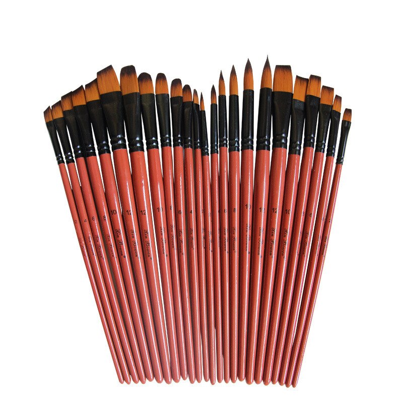 Modelo de arte para pintar, pelo de nailon acrílico, óleo, acuarela, dibujo, suministros de arte, conjunto de pinceles para artistas, 6 uds.