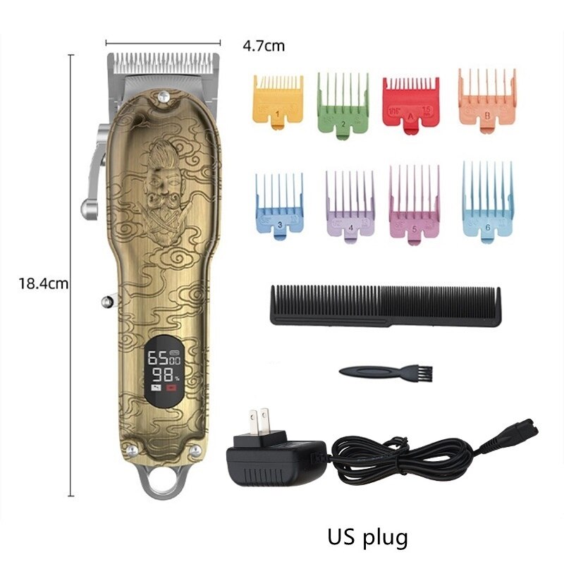 Resuxi Oplaadbare Tondeuse Met Digitale Display Alle Metalen Tondeuse Professionele Trimmer Voor Mannen Snijmachine Haar: 02 US plug