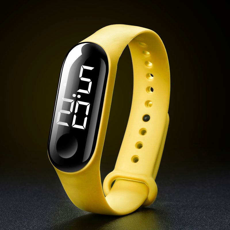 électronique nouvelle montre numérique Silicone Bracelet Bracelet montre pour femmes hommes unisexe montres LED Sport écran tactile étanche: White light Yellow