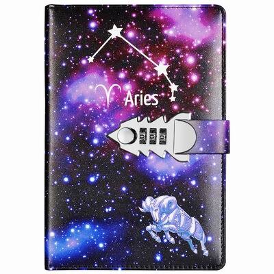 Yakri A5 Größe Zwölf Konstellationen bestehen Worte Tagebuch Buch DIY Passwort Notizbuch TPN145: Aries