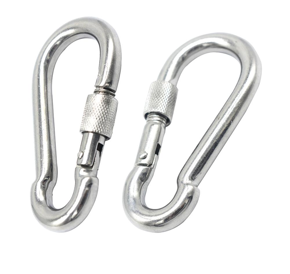 4 inch 10mm Stainless Steel Heavy Duty Carabiner Clips with Screw Locking Snap Hook Quick Links Safety Chain Rigging Accessories
