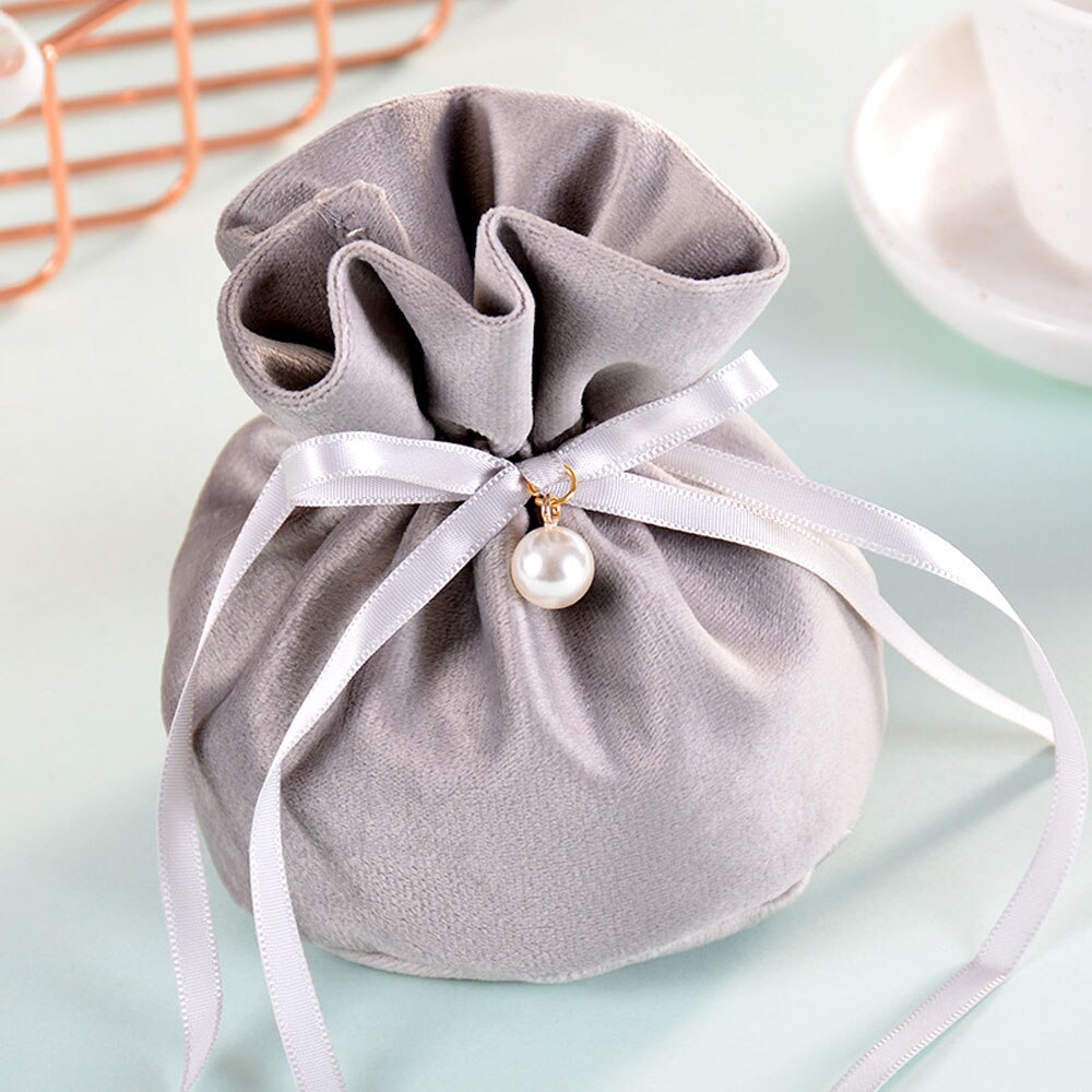 Samt Garn Hochzeit Süßigkeiten Taschen Mit Perle Europa Schokolade Paket Tasche 9*12 Cm: 3