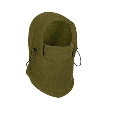 Suogry termisk fleece balaclava hatt hettehals varmere vintersport ansiktsmaske til menn sykkelhjelm beanies maskert hette: Militærgrønn