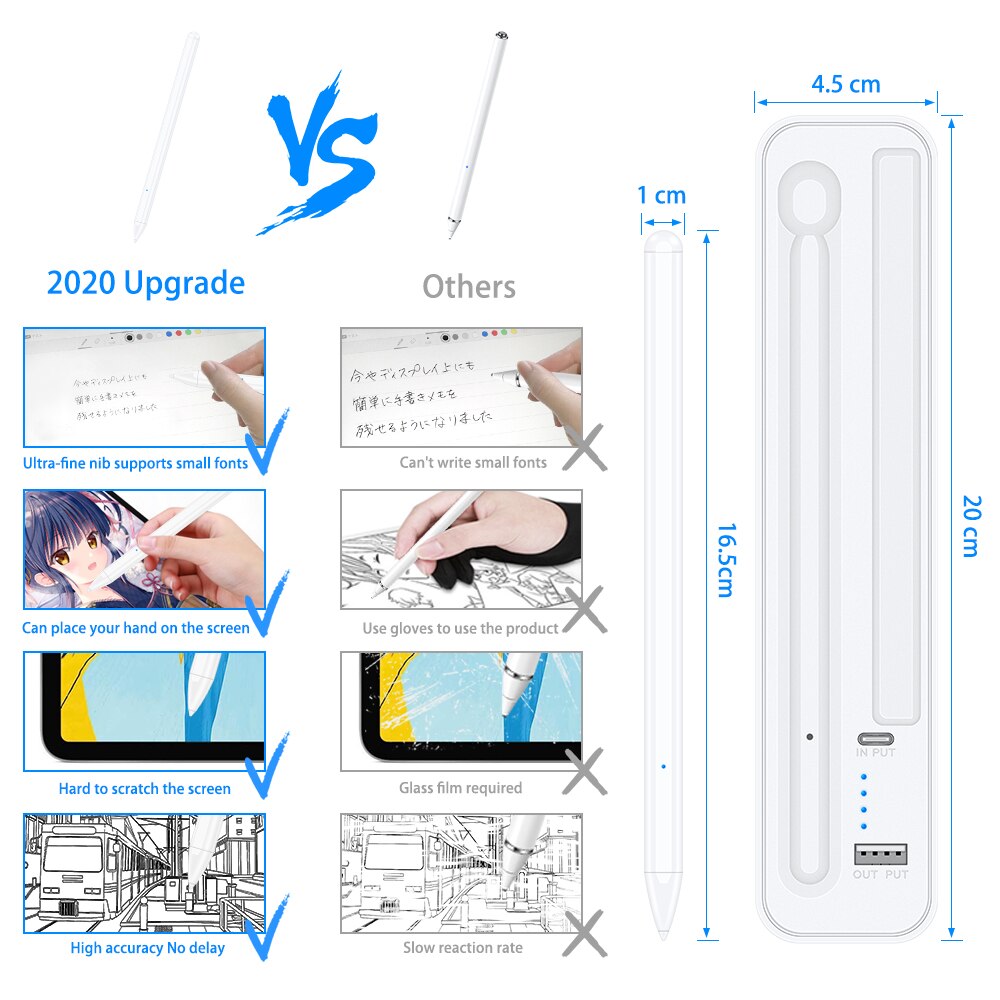 For Apple Pencil iPad Pen For iPad Pro 11 12.9 6th 7th mini 5 Air 3 with Magenic Wireless Charging Function Box Stylus
