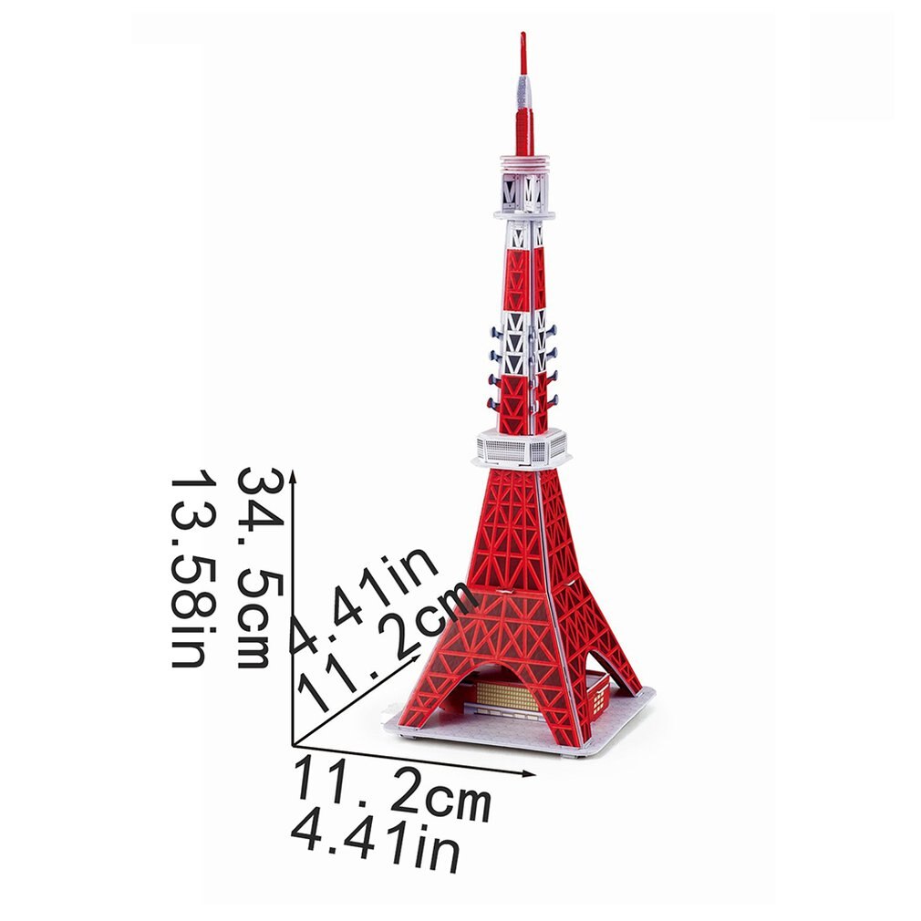 Mini Magic world Architecture Eiffel Tower Statue of Liberty card paper 3D Puzzle building models Educational Toys Kids: Tokyo Tower