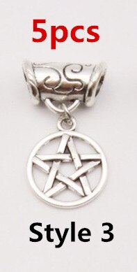 5Pcs/Pack metal Silver different charms hair braid dread dreadlock beads rings tube approx 6mm hole hair accessories: 5pcs Style 3