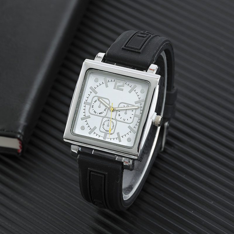 Beroemde Populaire Horloges Voor Mannen Luxe Big Dial Siliconen Band Horloge Heren Quartz Horloges Sport Klok Relogio Masculino: WHITE