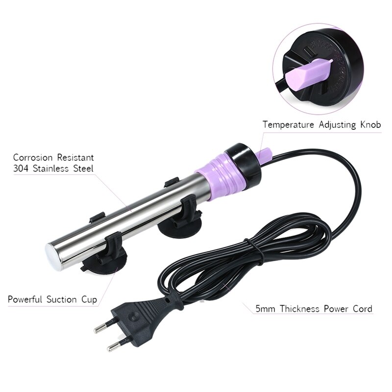 Edelstahl Mini Aquarium Heizstab Tauch Aquarium Heizung Thermostat Aquarium Zubehör 220-240V (Eu-stecker)