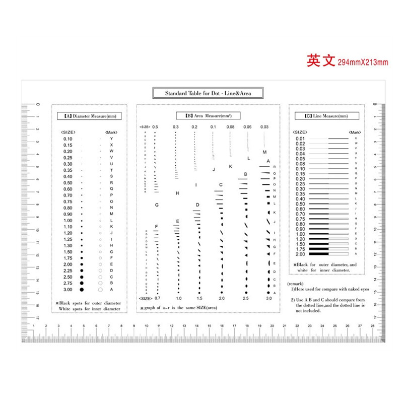 294x213mm Dot Area Line Standard Table High Transparent Soft PET Micrometer Calibration Film Ruler QC Defect Measurement Tool