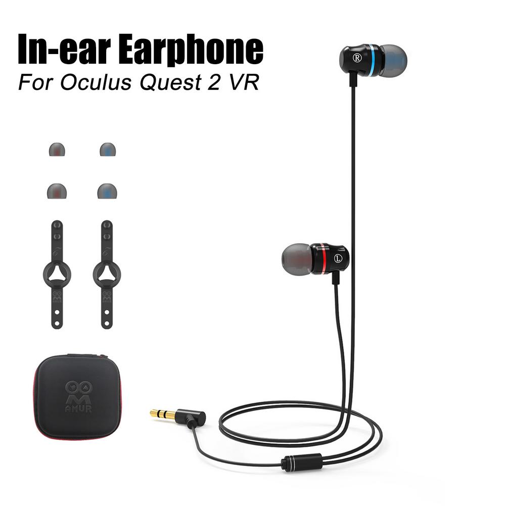 Vr Accessoires Voor Oculus Quest 2 Vr Headset Vervanging Wired In-Ear Oortelefoon Met S/M/L siliconen Oordopjes Caps & Wire Organizer