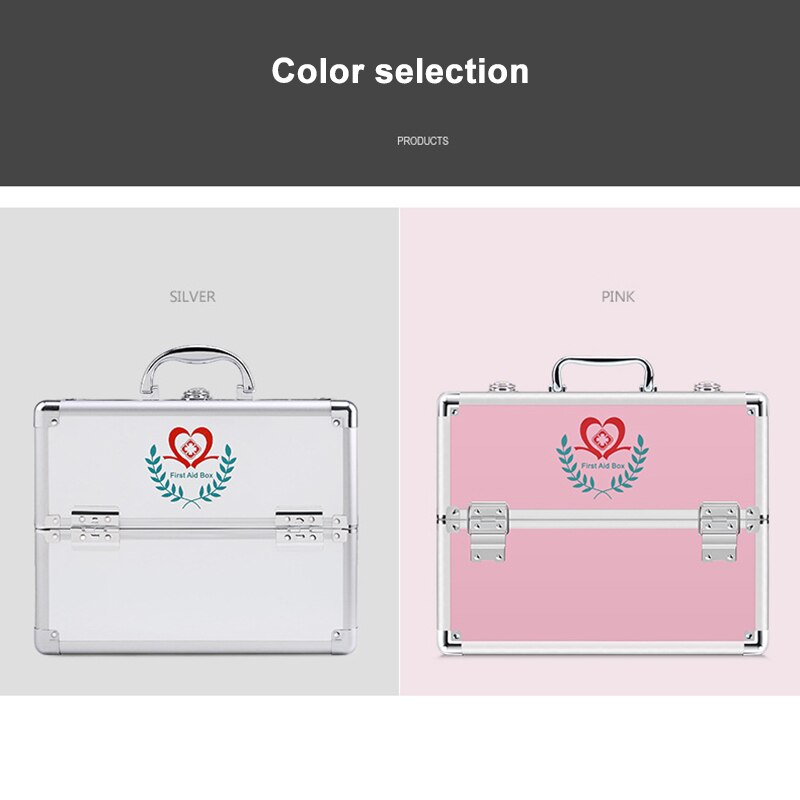 Household Medicine Cabinet Aluminum Alloy Double Open Multi-Layer Medicine Cabinet Wall-Mounted First Aid Storage Box B2