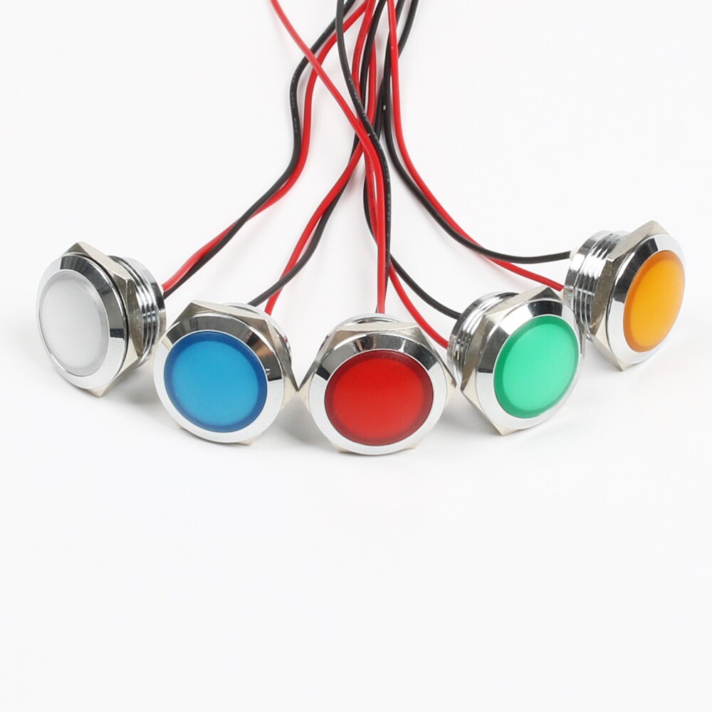 LED Metal Indicator light 19mm waterproof Signal lamp LIGHT 3V 6V 12V 24V 220v screw connect red yellow blue white 19ZSD.QX.X