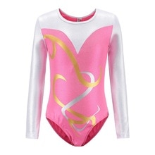 Long Sleeve Dance Leotards Striped Costumes Gymnastic Leotards Kids Gymnastics Dancesuit Girls Dance Ballet suits 5-12Y