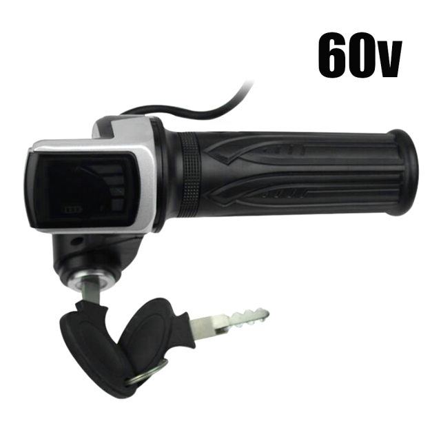 Empuñadura de acelerador de patinete eléctrico, bloqueo de Pedal de acelerador con bloqueo de llave, indicador de potencia, 36V/48V/60V: 60V