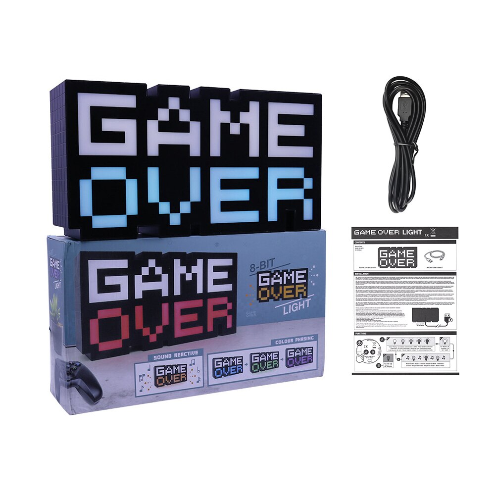 Game Over Teken Voice Control Game Pictogram Licht Acryl Sfeer Neon Bar Lamp Club Ktv Decoratieve Ornament