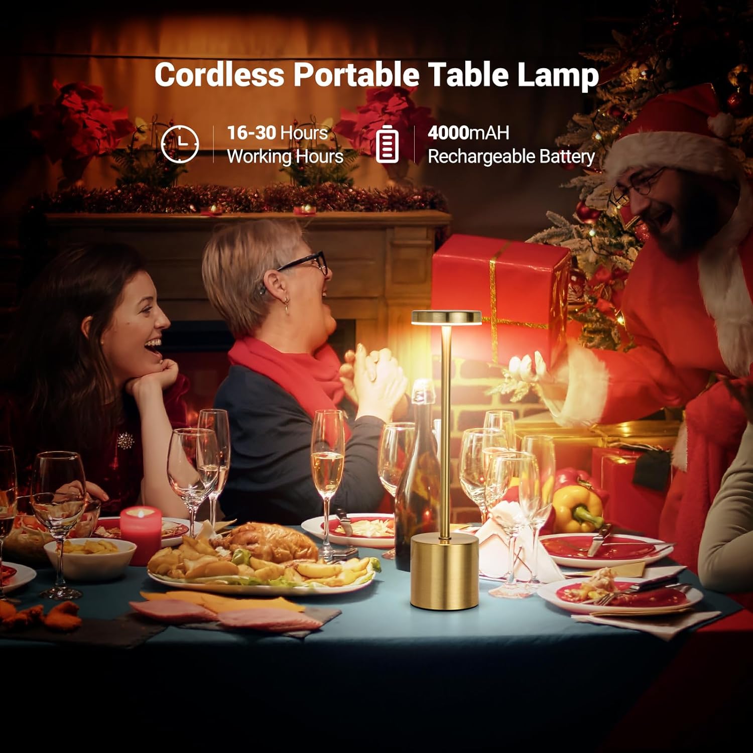 Klassisk ledet-bordlampe med berøringssensor, oppladbar, trådløs skrivebordslampe, justerbare temperaturer 3 farger, moderne ledet-nattlys