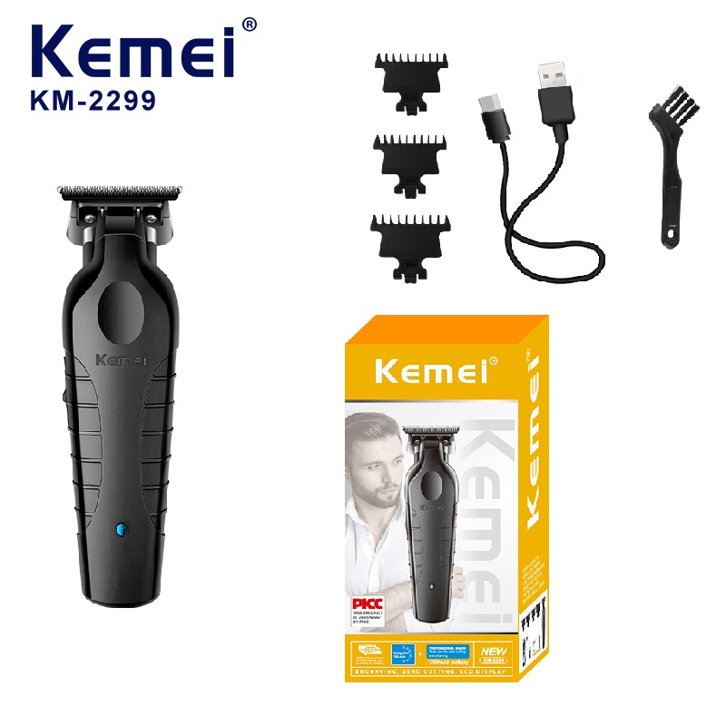 USB Fast charging Barber Machine Blades Hair Cutter Kemei km-2299 1200MA Rechargeable Cordless Hair Trimmer: black