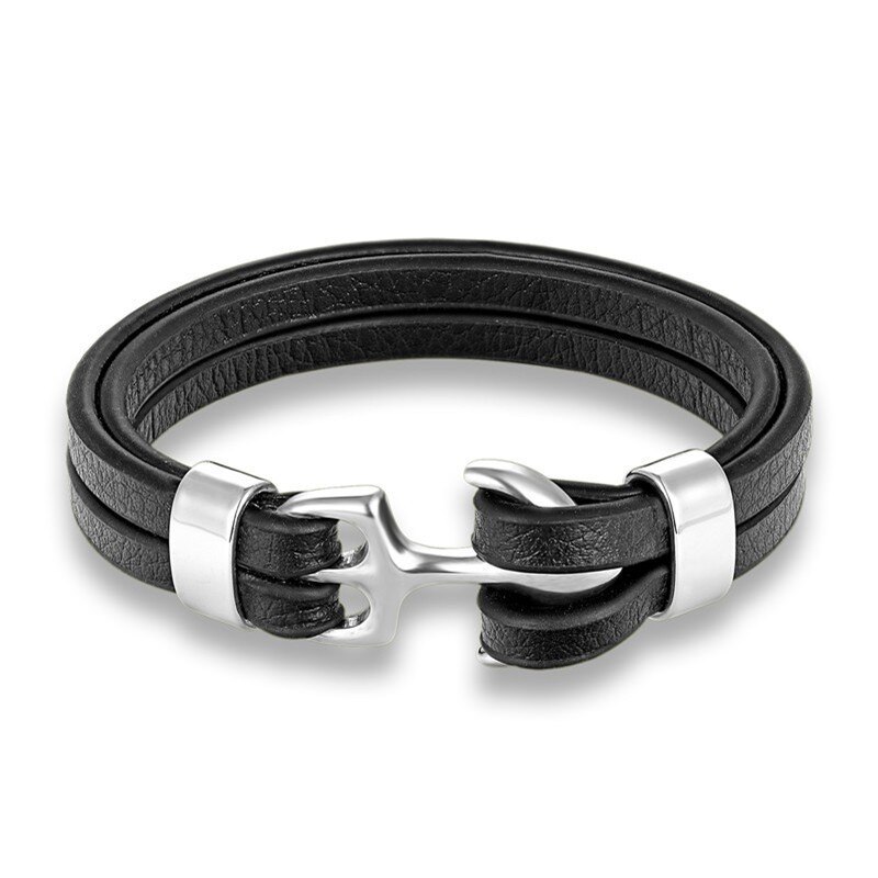 Creatieve Mode Persoonlijkheid Anker Rvs Lederen Armband In Meerdere Kleuren