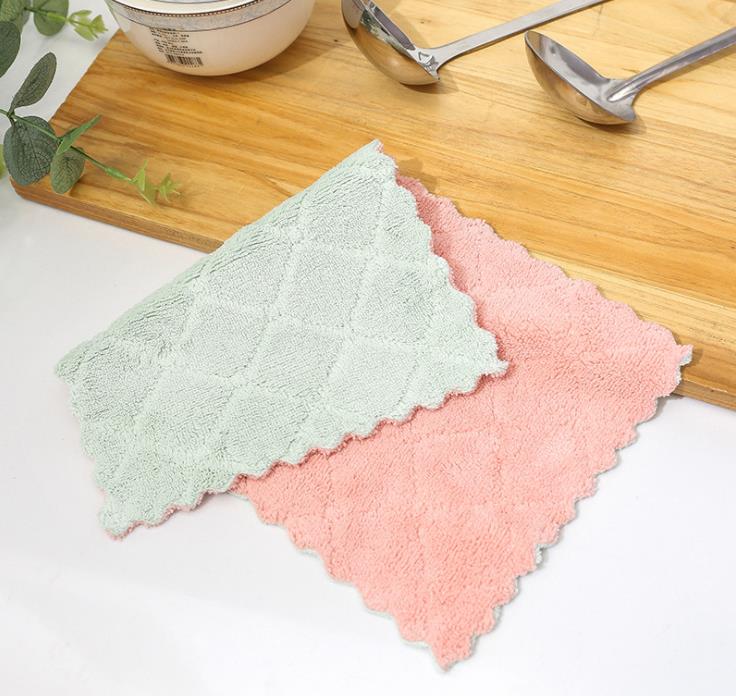1pc keukengereedschappen gadgets superabsorberende microvezel keuken vaatdoek zeer efficiënte servies huishoudelijke schoonmaakdoek: Groen en roze