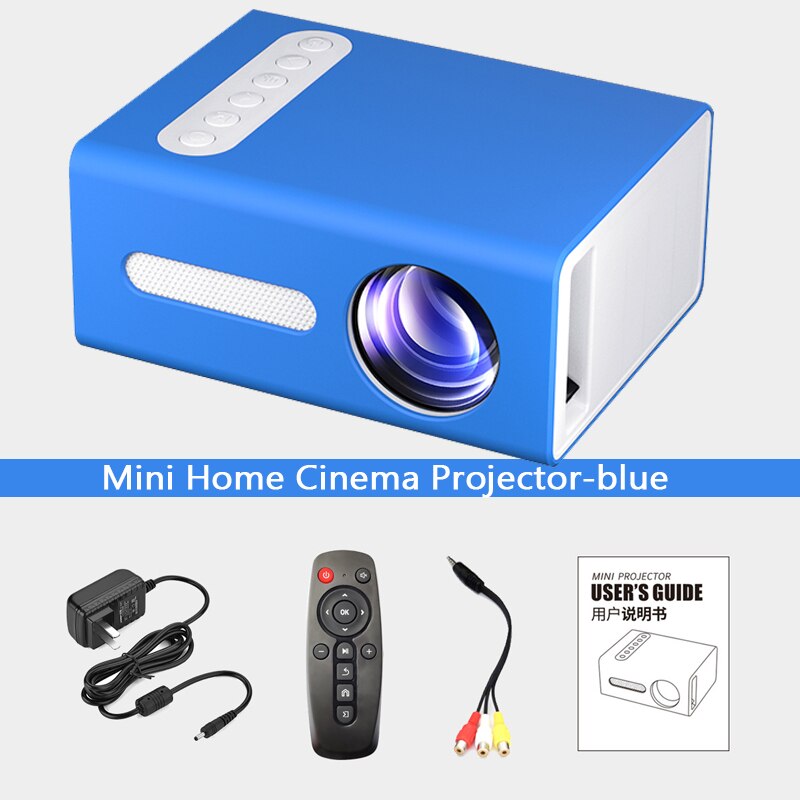 4 M Projection distance T300 Home Theater Projectors LCD 1920*1080 Max Home Cinema Projector 12V-2A Conference System Projector: Blue
