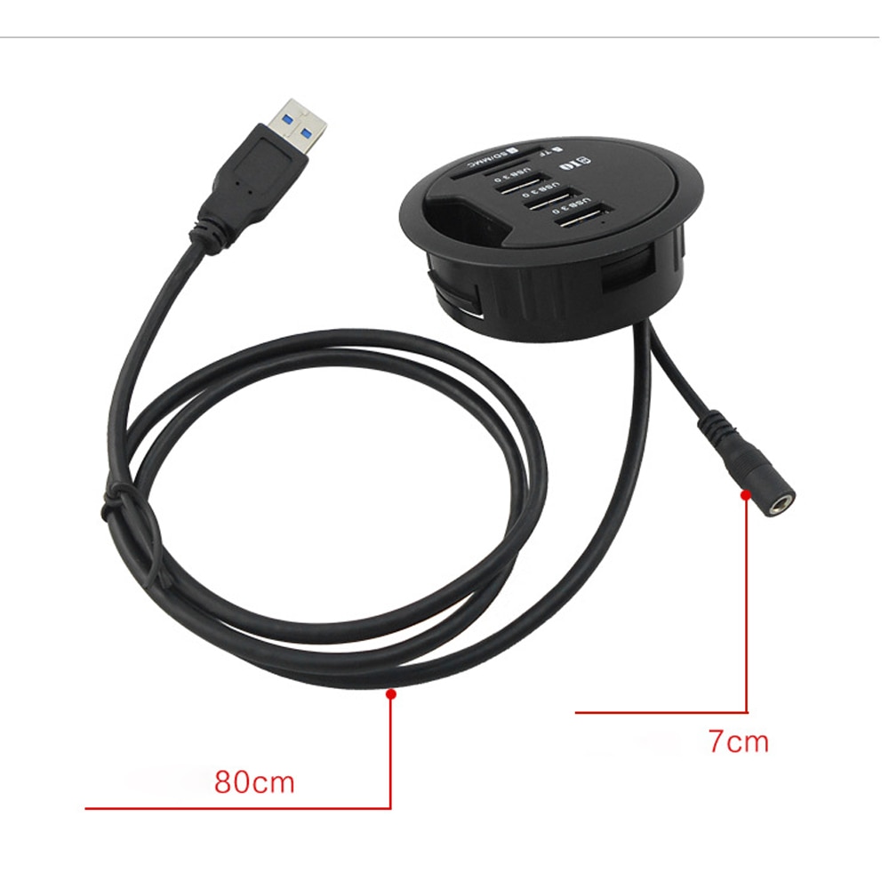 USB Desk Hub USB3.0 HUB With 3 Port USB3.0 TF/SD MCC Adapter For Desktop PC USB HUB Desk Mount USB 3.0 Splitter Cable lenth 80cm