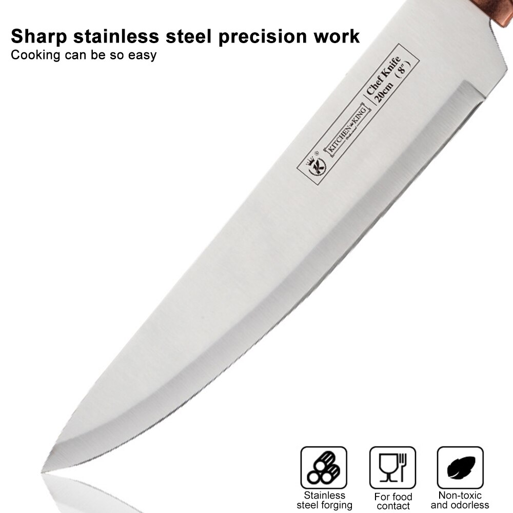 Chef Knife 6 Pcs Set Multi-function Kitchen Knives Utility Stainless Steel Cut Cleaver Bread Knife Meat Cleaver with Knife Holde