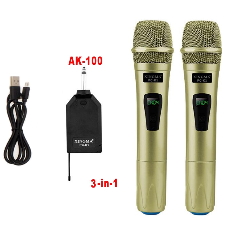 XINGMA PC-K1 Draadloze Microfoon Professionele Handheld 2 Kanalen Studio Dual VHF Dynamische Microfoon Voor Karaoke Systeem Computer KTV