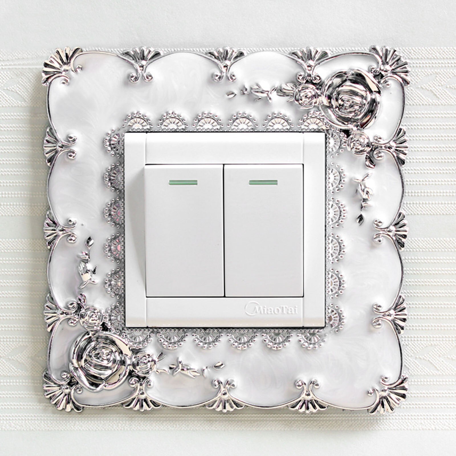 18 Stijlen Europese Stijl Draagbare Socket Decals Schakelaar Luxe Vierkante Kant Lichtschakelaar Cover Pastel Home Decor 1 Stuk: 4