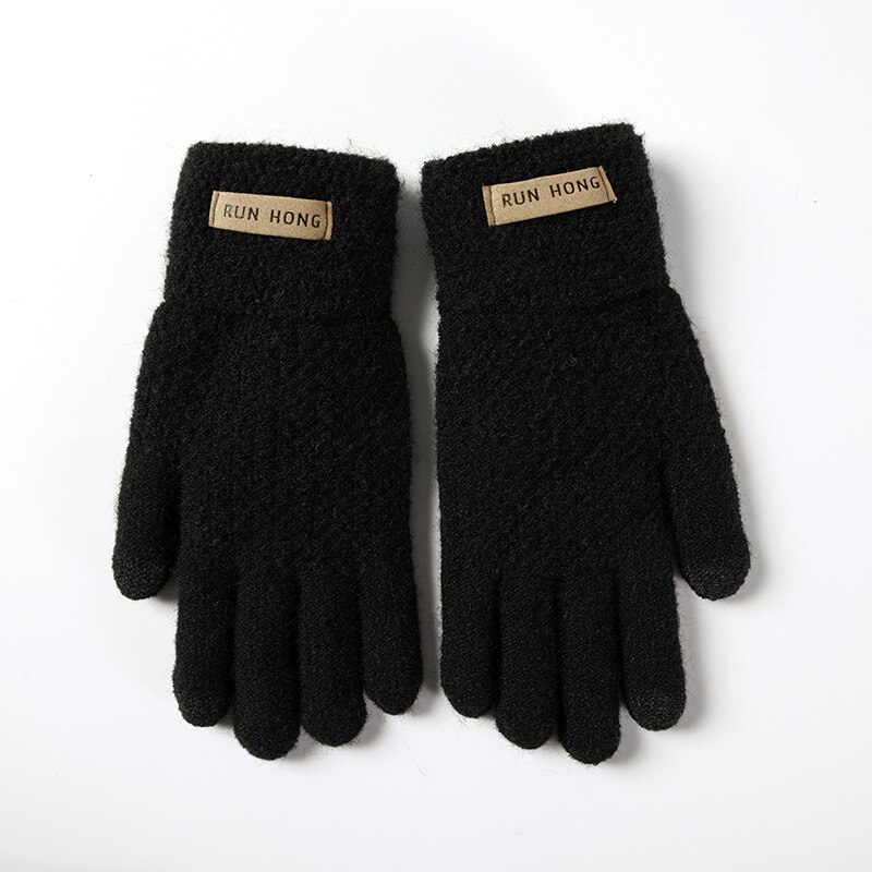 Men's and Women's Winter Woolen Gloves Thickened and Velvet Knitted Wool Warmth Riding Men's and Women's Touch Screen Glove: A341-2
