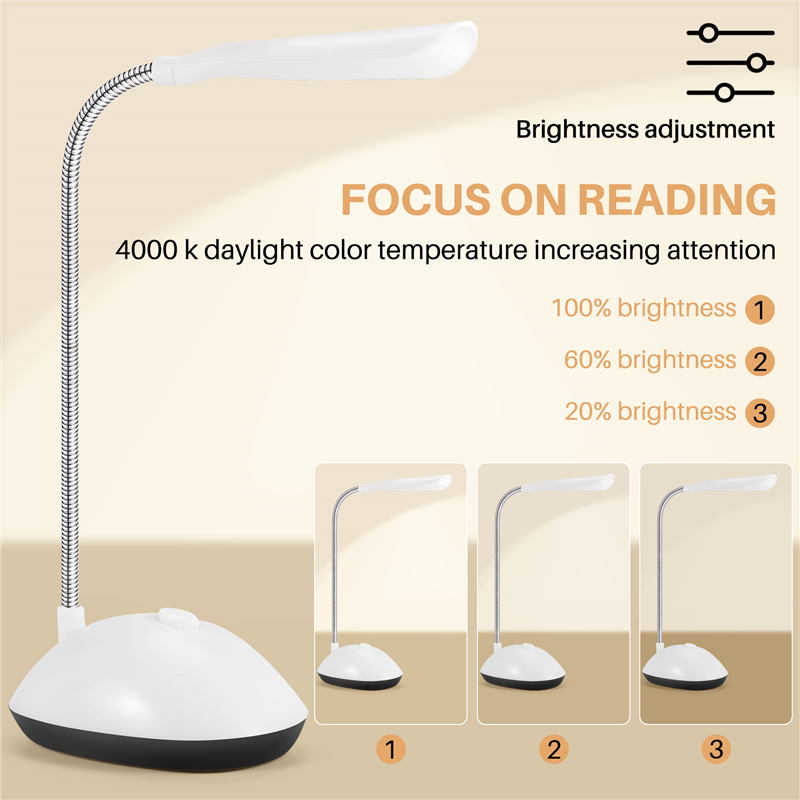 Bsevb-light led bureaulamp met 360 graden draaibare oogbescherming, leeslamp voor kinderen en studenten, led bureaulamp voor thuis, wit