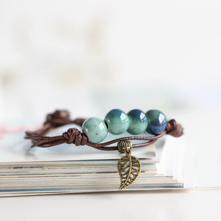 Pulsera de Cerámica con Cuentas - Cuentas Redondas - Estilo Vintage - Joyería para Mujer