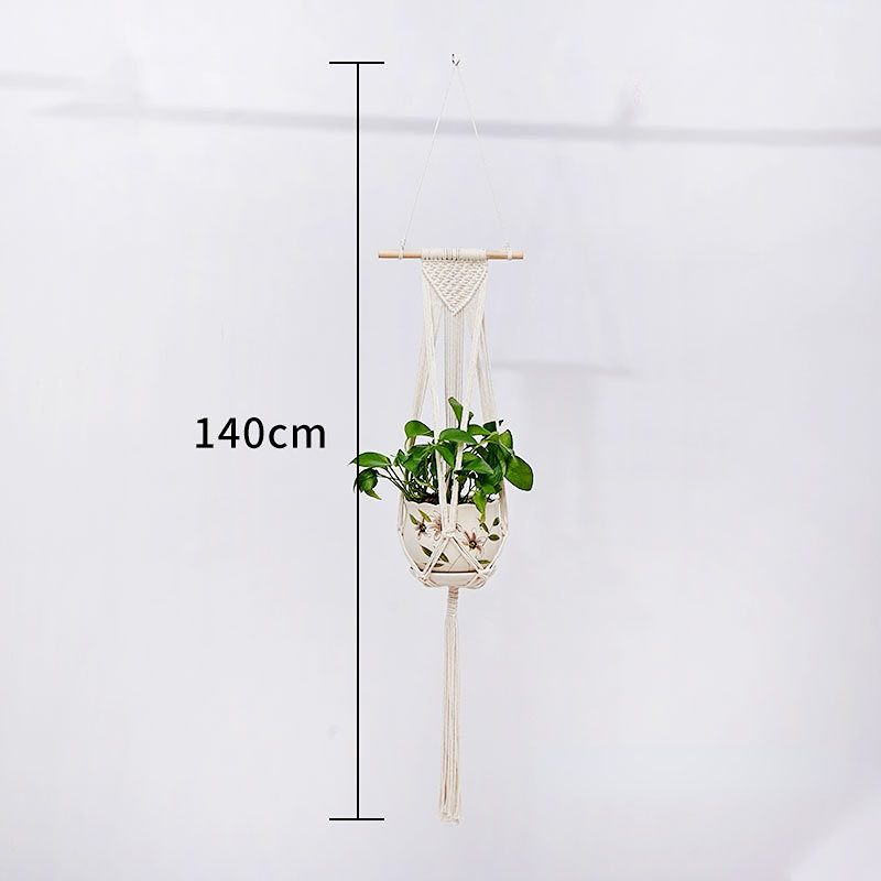 Cesta colgante de macramé hecha a mano para plantas, soporte para macetas de jardín, decoración colgante de pared de macramé para balcón, cuerda de elevación anudada, decoración del hogar: Verde militar