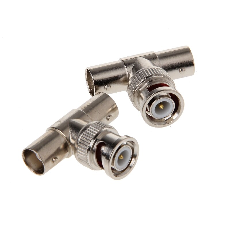 2 Stuks Bnc Mannelijk Naar 2 Vrouwelijke T Type Connector Adapter Voor Cctv Surveillance Systeem