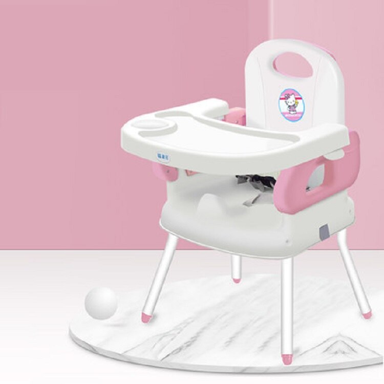 Baby høj stol bærbar sammenklappelig baby spisestol hjem spisebord læring sæde fodring stol ting til hjemmet møbler: Højstol lyserød