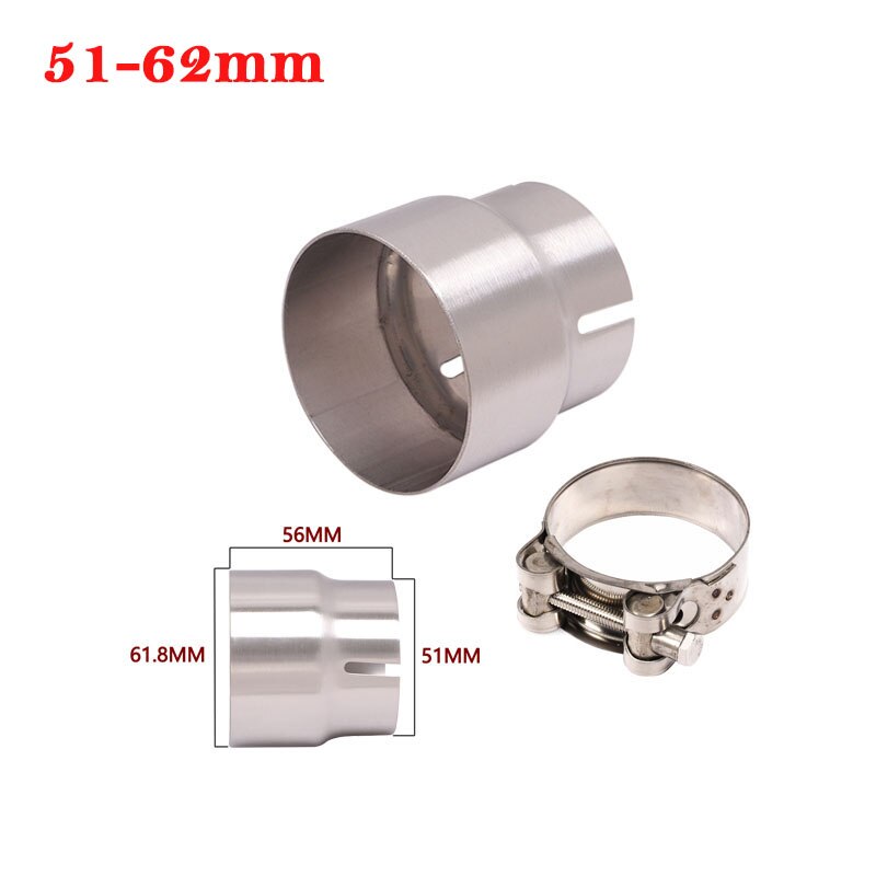 51mm to 52mm 54mm 56mm 58mm 62mm moottoripyörä yoshimura pakokaasun pakomuunnin sovitin linkkiputki putki vähennysventtiili 60mm äänenvaimennin kilpa: 51-62mm