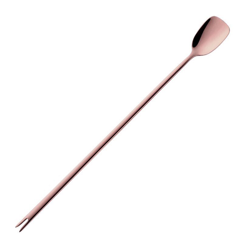 Cuillère à glace en acier inoxydable, cuillère à mélanger, Long ustensile à Cocktail fourchettes à fruits remuer outil à vin 1 pièce: Rose Gold -1Pc