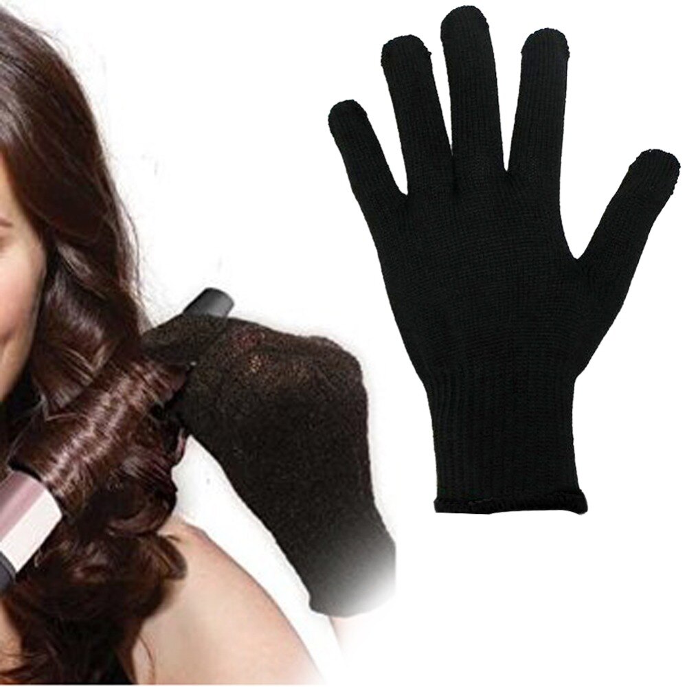 Moonbiffy 1 stuks hittebestendige handschoen voor haarstyling, voor het krullen en steil maken van je haar, zwarte hittebestendige handschoen voor het krullen en steil maken van je haar