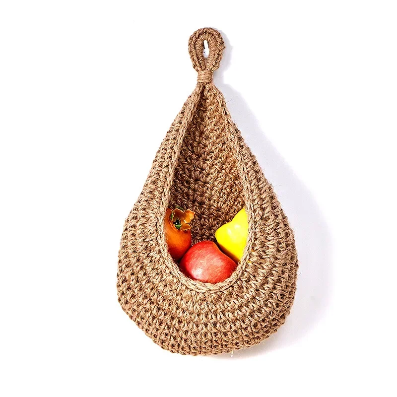 Hangende muur groente fruitmand organisator container decor voor keuken tuin mount muur plant bloem ui opslag handgeweven