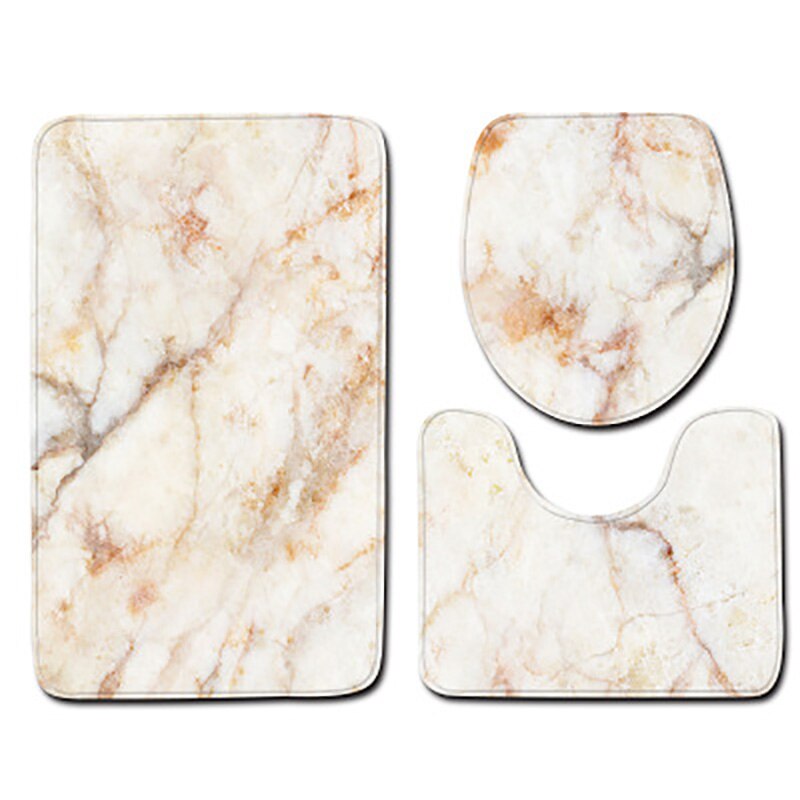 Colorful Bathroom Rugs 3pcs/Set Closestool Seat Mat Toilet Seat Mat Anti Slip Wc Mat Marble Effect Floor Mats Home Toilet Carpet: C003