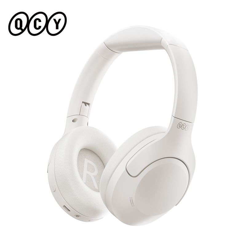 QCY H3 Lite ANC Kabellose Kopfhörer, aktive Geräuschunterdrückung, über-Ohr-Headset, Bluetooth 5.3-Kopfhörer, 40-mm-Treiber, HiFi-Klang, 60 Stunden: Weiß