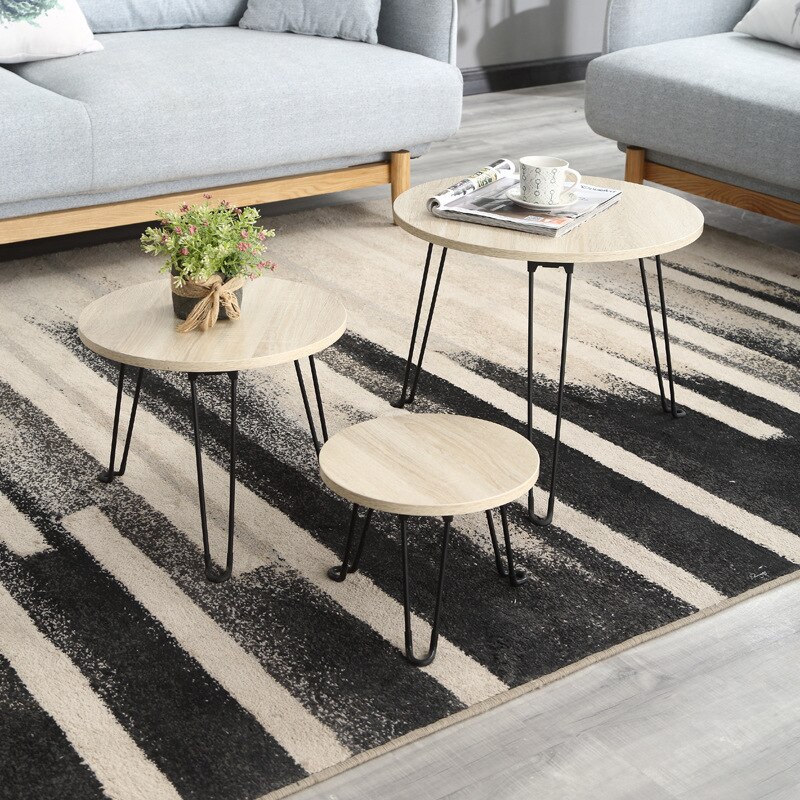 Folding coffee table, movable living room, retractable small round table, bedroom sitting on the floor, Nordic side table