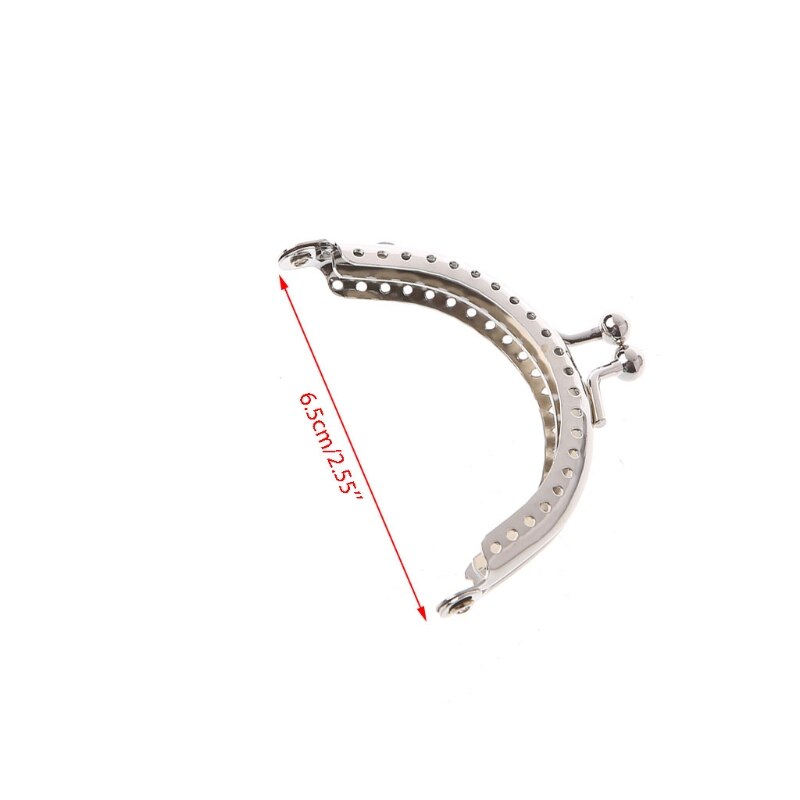 Fermoir en métal 6.5cm, 1 pièce, pour pochette, porte-monnaie, couleur argent, directe