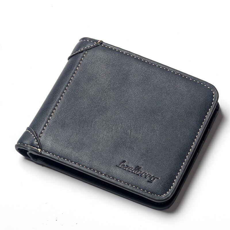 Mannen Lederen Portemonnee Bifold Id Kaarthouder Purse Checkbook Korte Clutch Billfold: Deep Blue