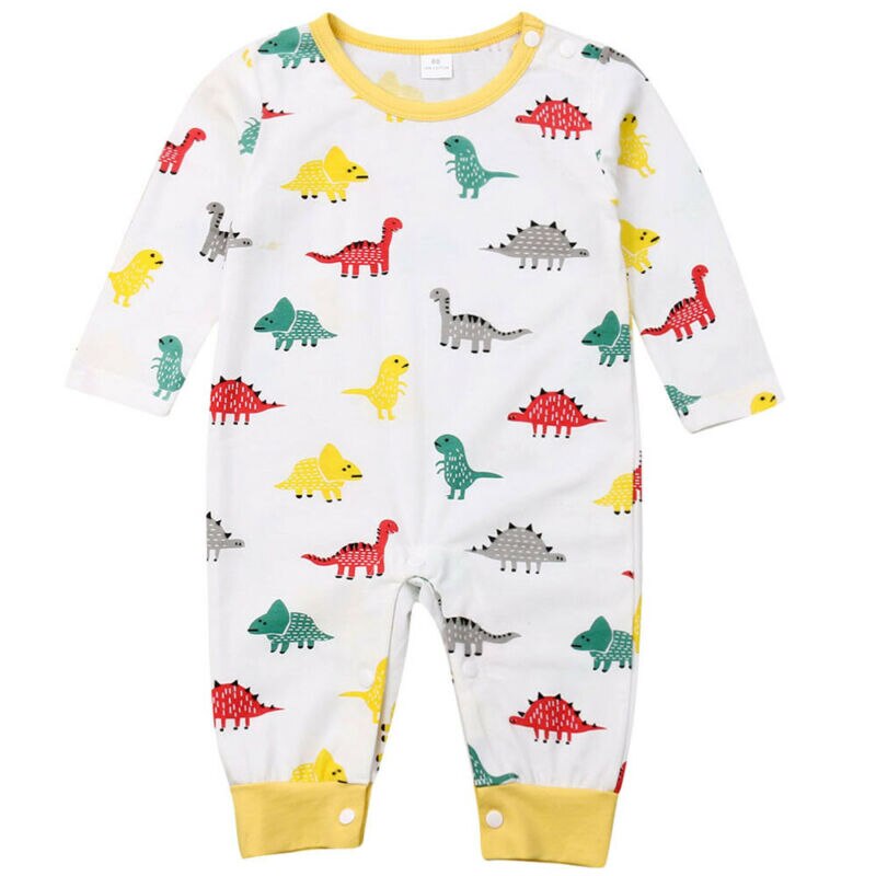 Newborn Baby Boy Girl Dinosaur Romper One Piece Long Sleeve Cute Jumpsuit Clothes Outfit Spring Casual Toddler Infant Clothing: Dinosaur / 90